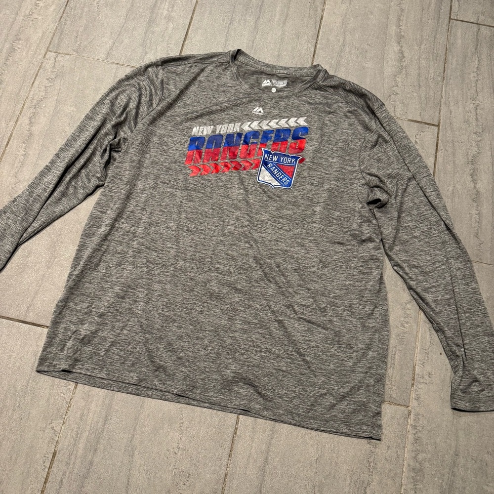 NYR New York Rangers NHL Hockey Long Sleeve Quick Dry Tee Shirt NWOT Size 2XL